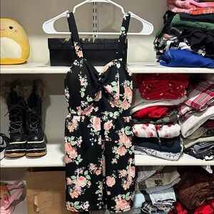 No Boundaries Black Floral Jumpsuit